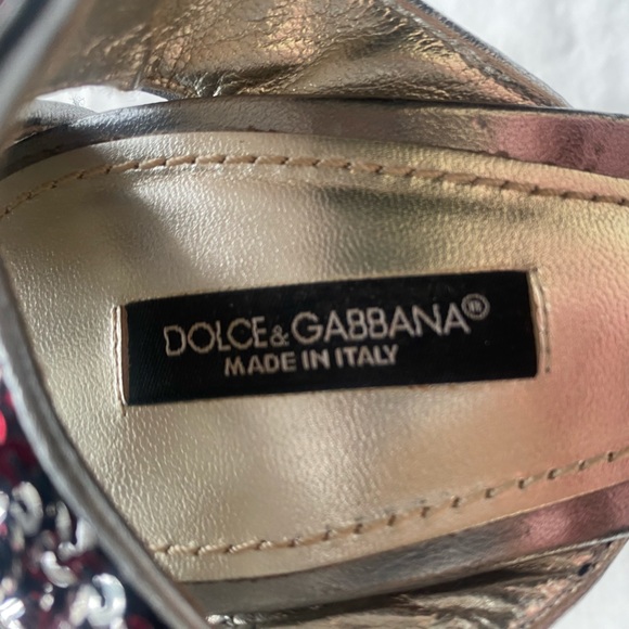 Authentic Dolce and Gabanna Red Silver Sequin Heels - Picture 3 of 6